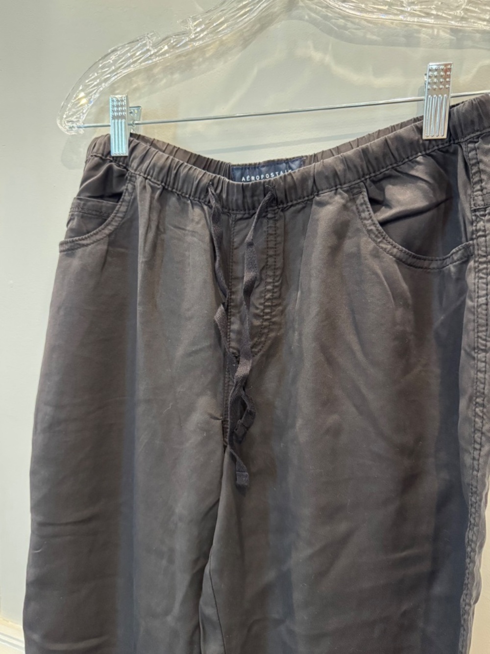 Aeropostale Grey Low Rise Wide Leg Tencel Drawstring Pants S - Picture 2 of 7